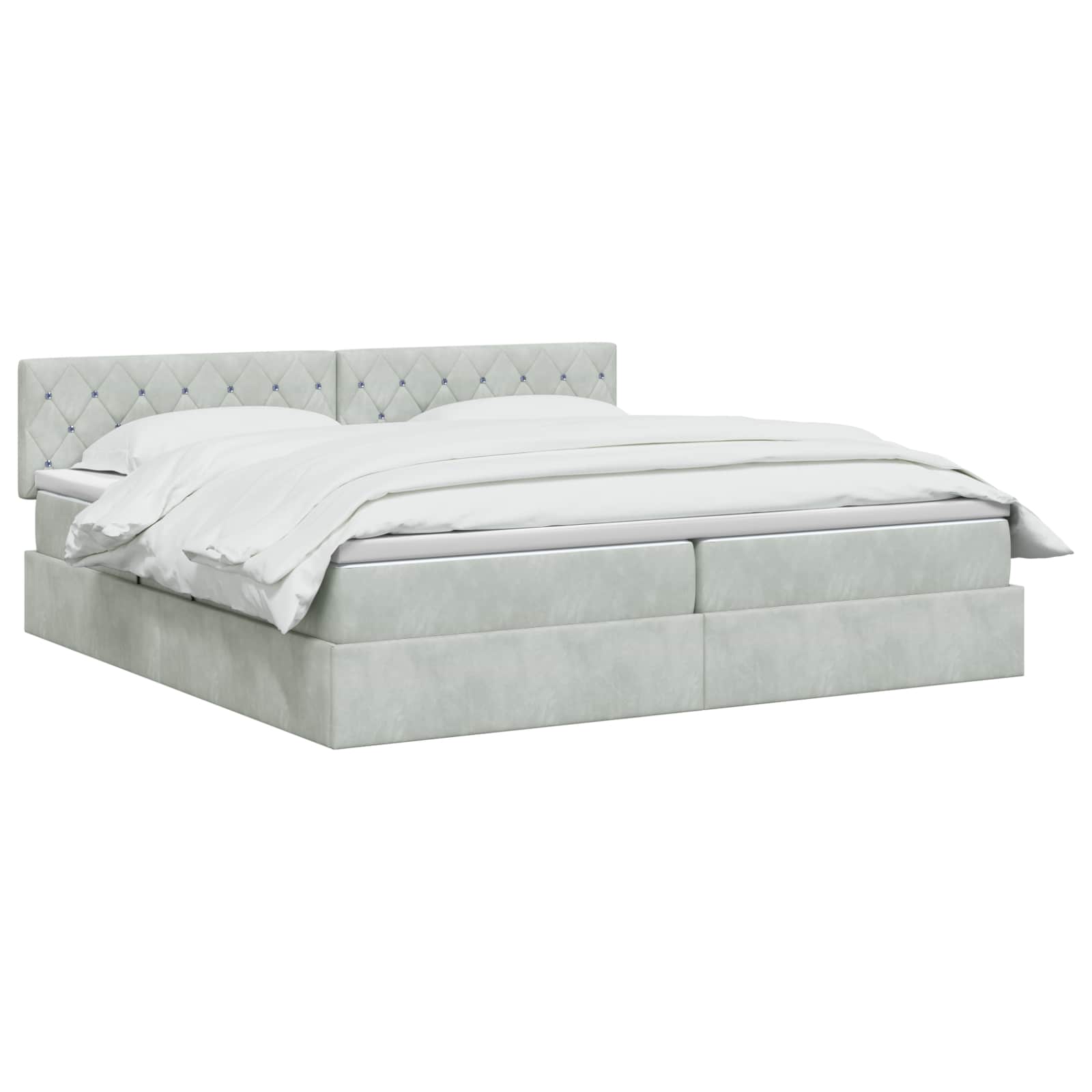 LED Opslagbed met Matras Lichtgrijs 200 x 200 cm Fluweel