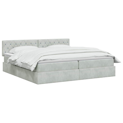 LED Opslagbed met Matras Lichtgrijs 200 x 200 cm Fluweel