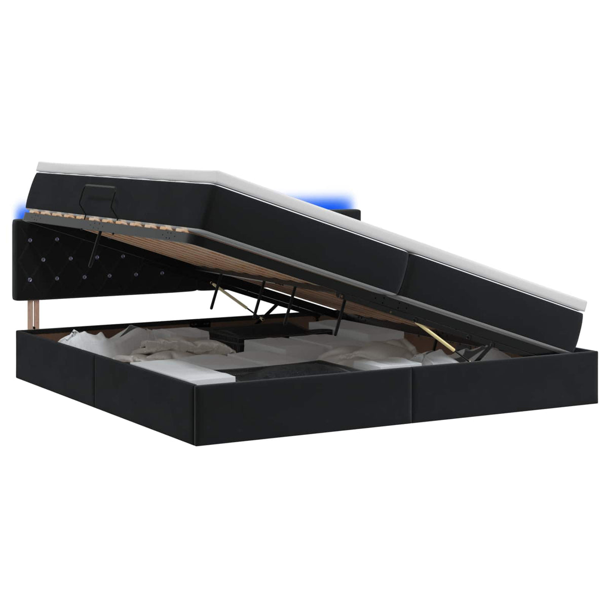 LED Opslagbed met Matras Zwart 200 x 200 cm Fluweel