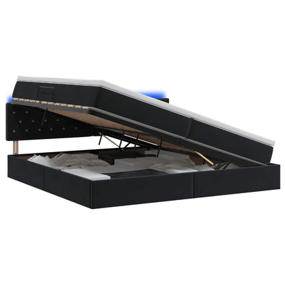 LED Opslagbed met Matras Zwart 200 x 200 cm Fluweel