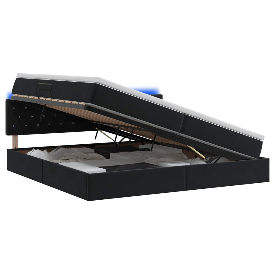 LED Opslagbed met Matras Zwart 200 x 200 cm Fluweel
