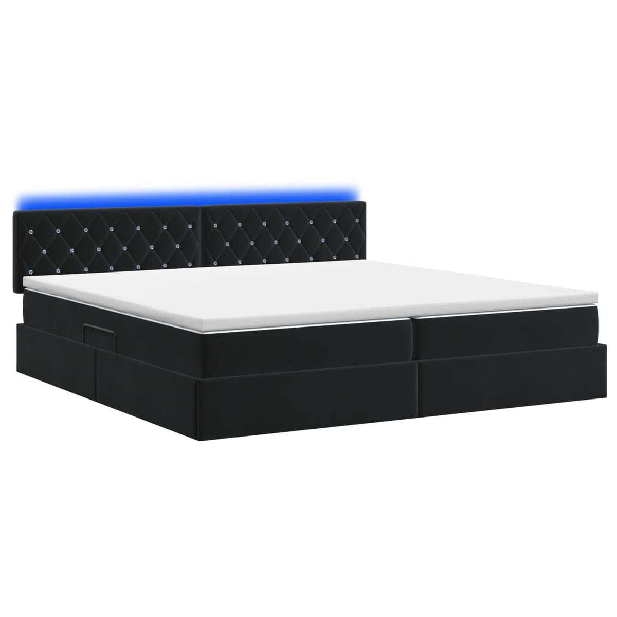 LED Opslagbed met Matras Zwart 200 x 200 cm Fluweel