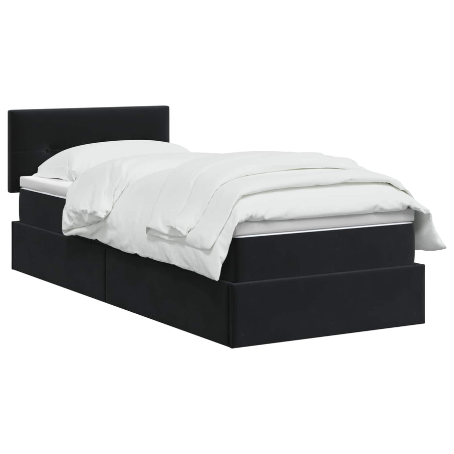 LED Opslagbed met Matras Zwart 90 x 190 cm Fluweel