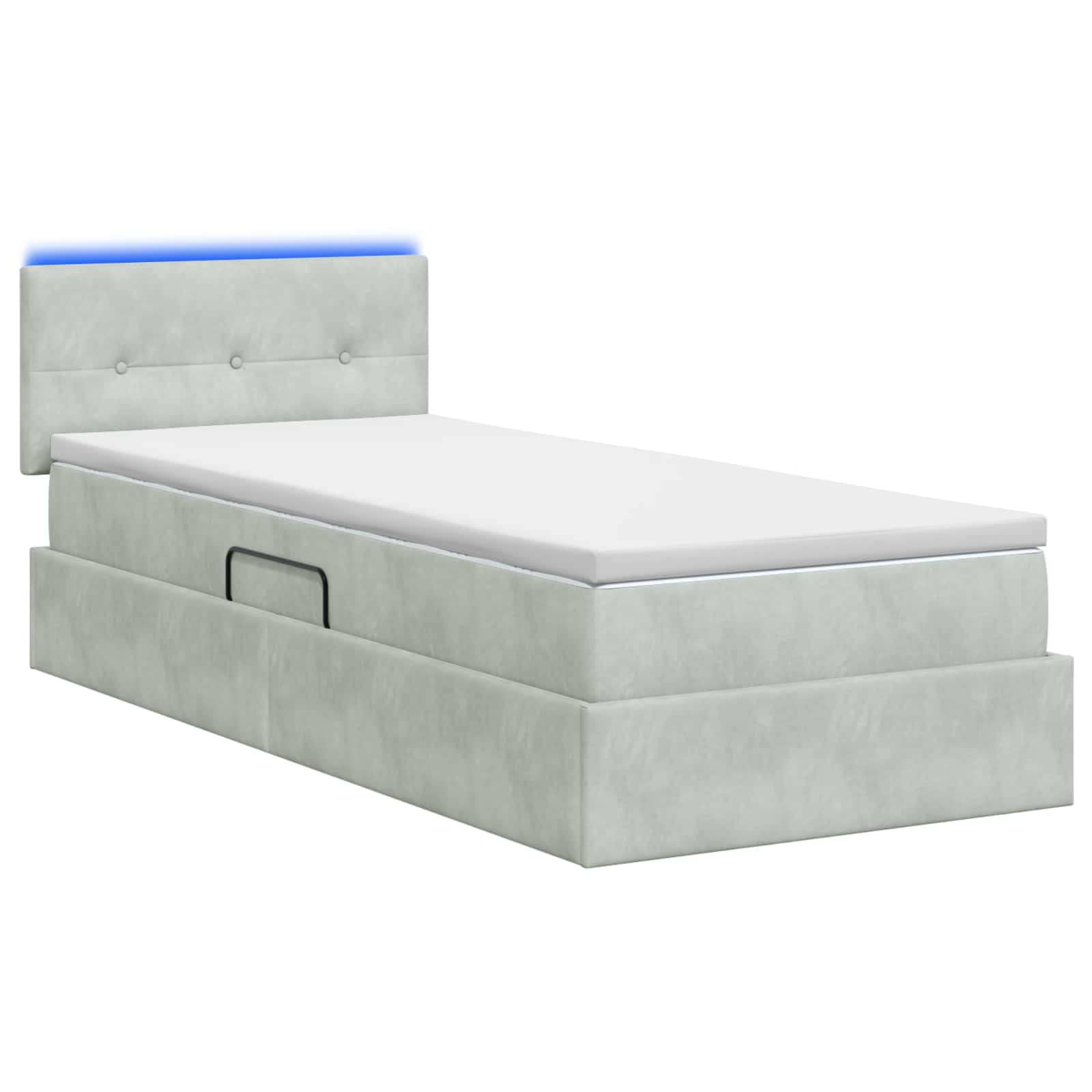 LED Opslagbed met Matras Lichtgrijs 90 x 200 cm Fluweel