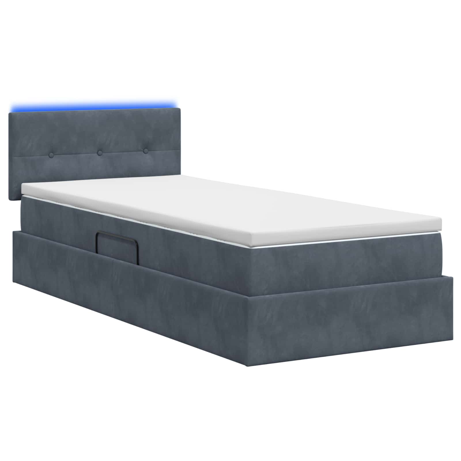 LED Opslagbed met Matras Donkergrijs 90 x 200 cm Fluweel