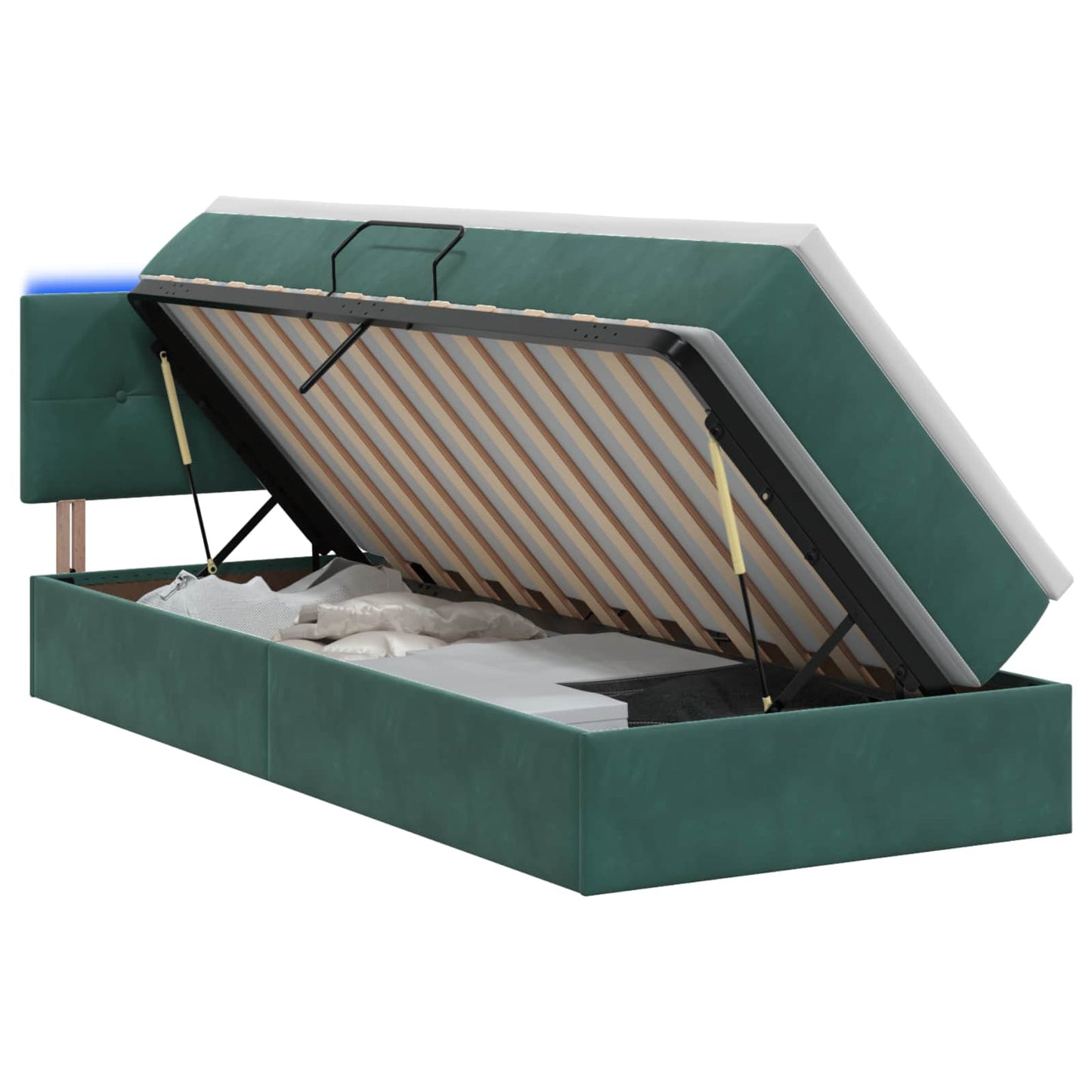 LED Opslagbed met Matras Donkergroen 100 x 200 cm Fluweel