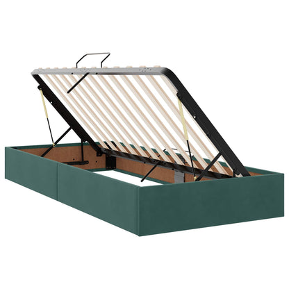 LED Opslagbed met Matras Donkergroen 100 x 200 cm Fluweel