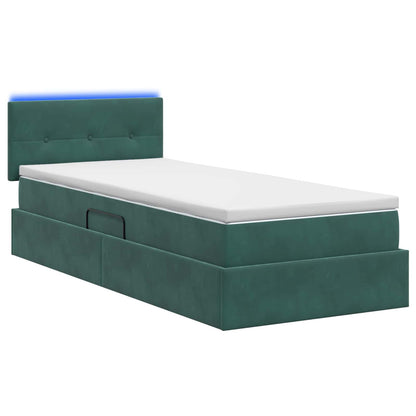 LED Opslagbed met Matras Donkergroen 100 x 200 cm Fluweel