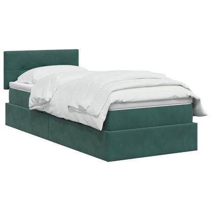 LED Opslagbed met Matras Donkergroen 100 x 200 cm Fluweel