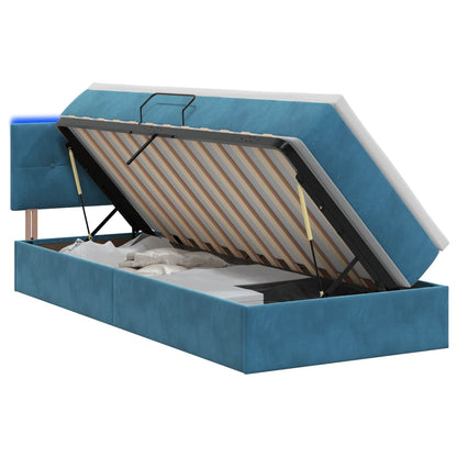 LED Opslagbed met Matras Donkerblauw 100 x 200 cm Fluweel