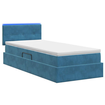 LED Opslagbed met Matras Donkerblauw 100 x 200 cm Fluweel