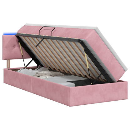 LED Opslagbed met Matras Roze 100 x 200 cm Fluweel