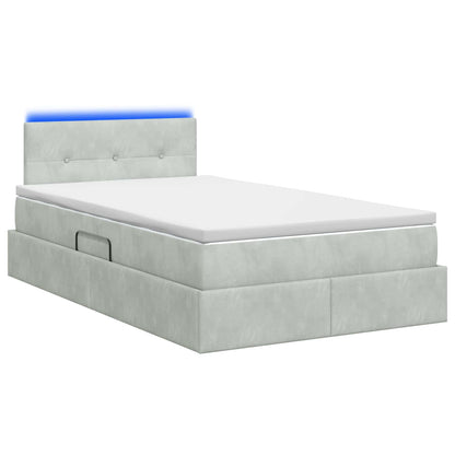 LED Opslagbed met Matras Lichtgrijs 120 x 200 cm Fluweel