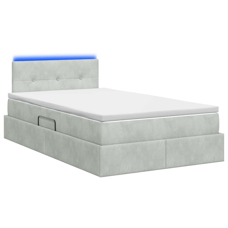LED Opslagbed met Matras Lichtgrijs 120 x 200 cm Fluweel