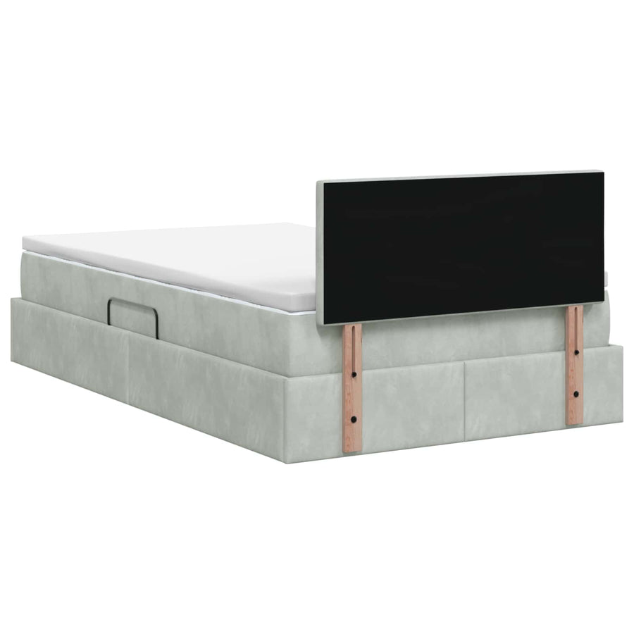 LED Opslagbed met Matras Lichtgrijs 120 x 200 cm Fluweel