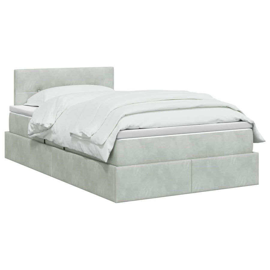 LED Opslagbed met Matras Lichtgrijs 120 x 200 cm Fluweel