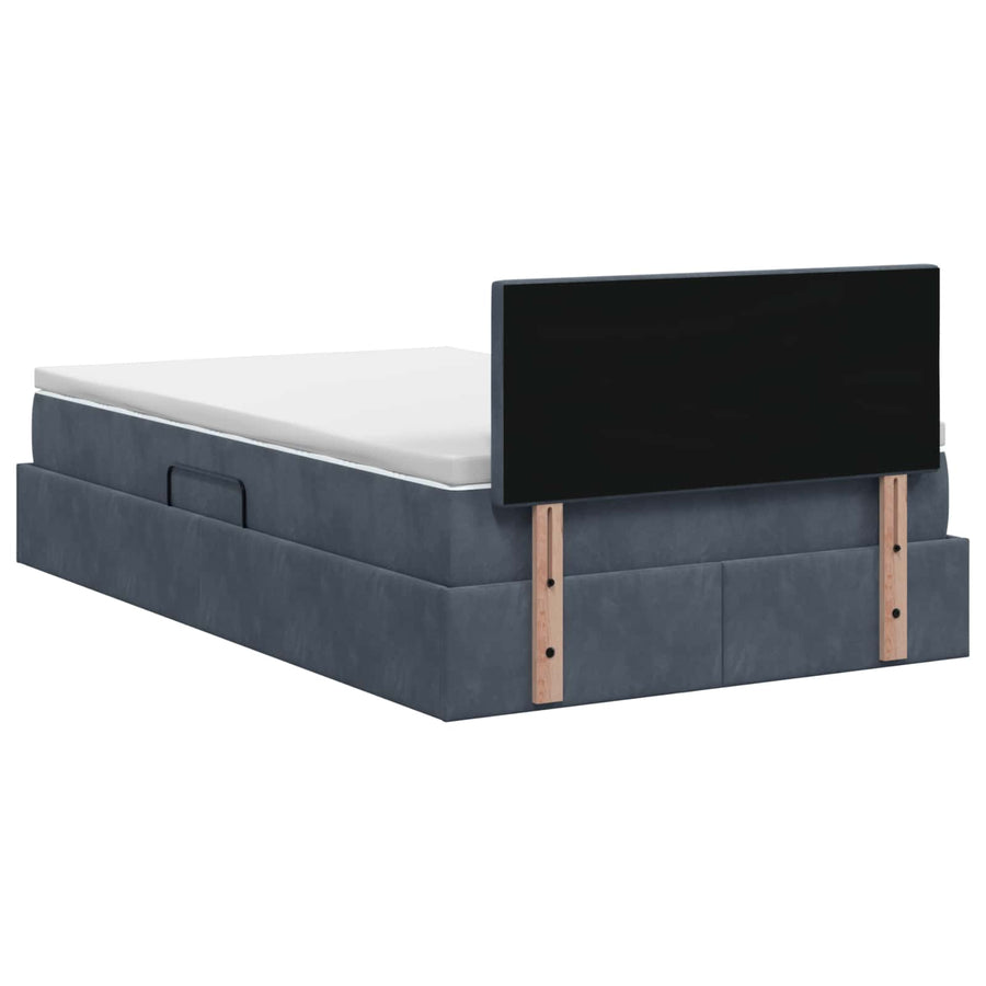LED Opslagbed met Matras Donkergrijs 120 x 200 cm Fluweel