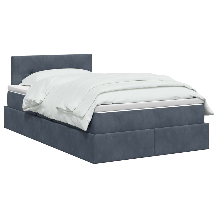 LED Opslagbed met Matras Donkergrijs 120 x 200 cm Fluweel