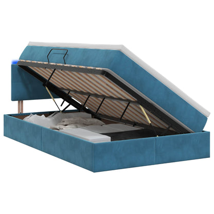 LED Opslagbed met Matras Donkerblauw 120 x 200 cm Fluweel