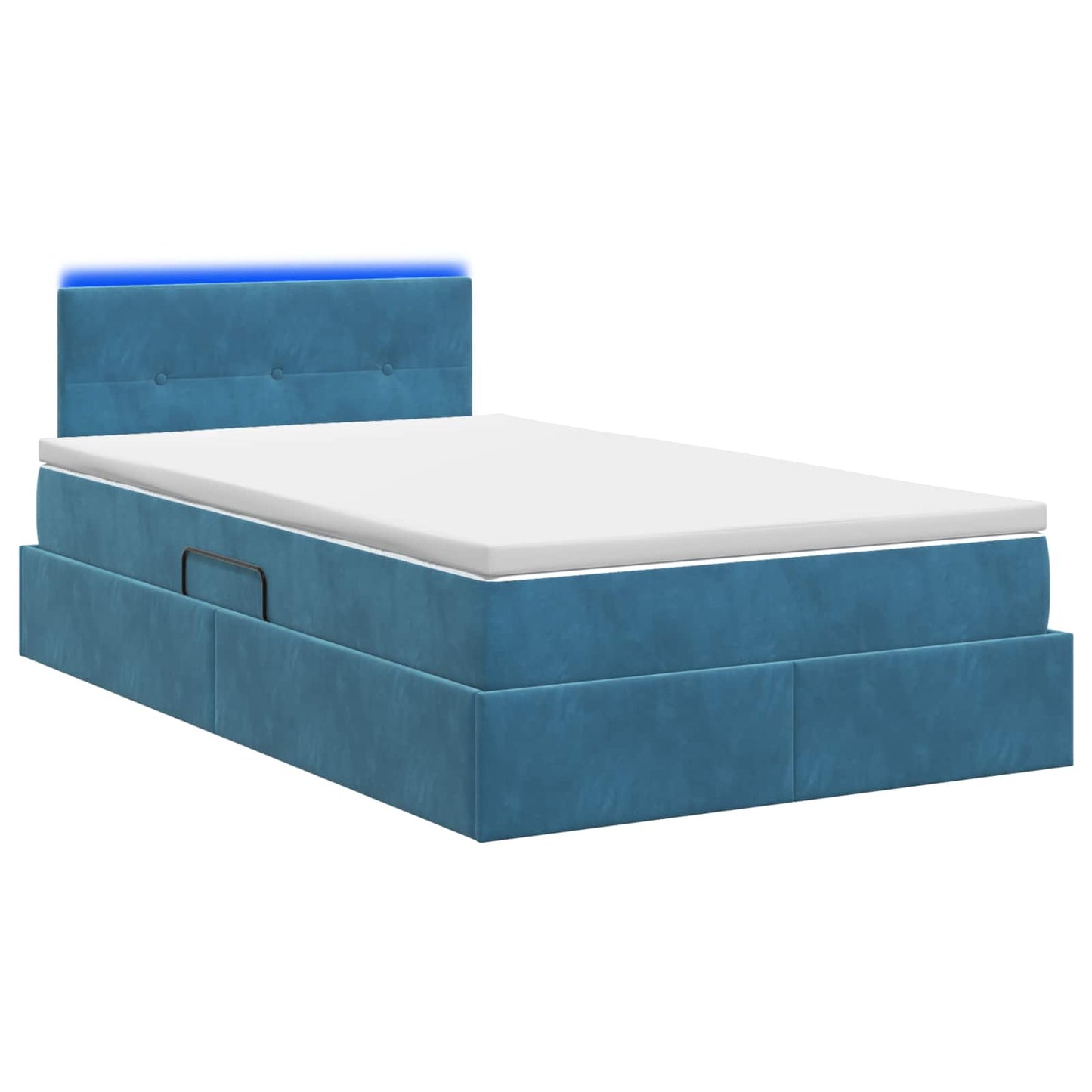 LED Opslagbed met Matras Donkerblauw 120 x 200 cm Fluweel