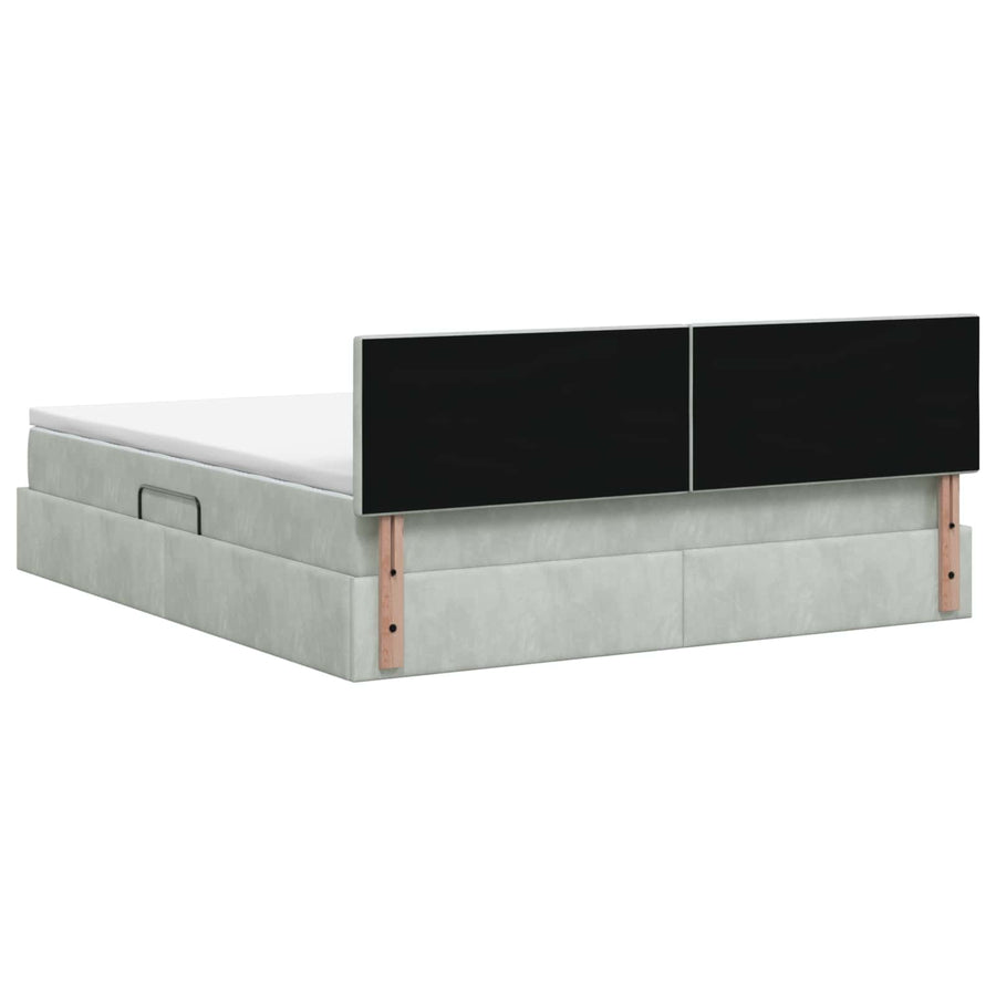 LED Opslagbed met Matras Lichtgrijs 140 x 190 cm Fluweel