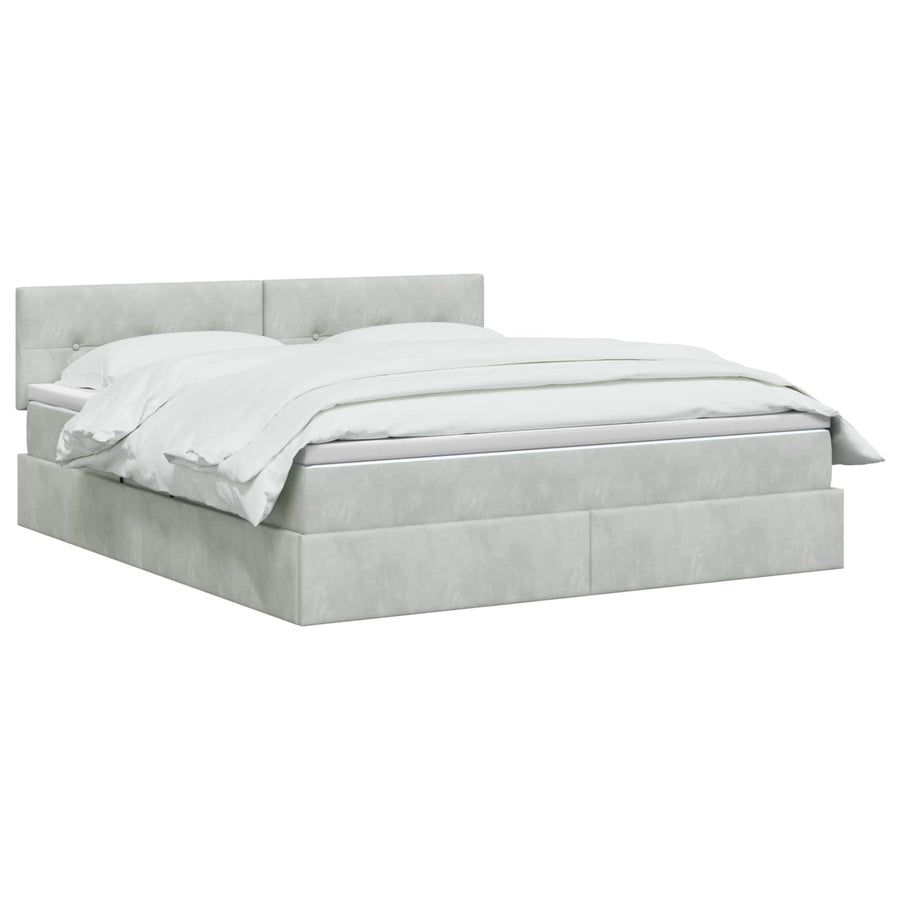 LED Opslagbed met Matras Lichtgrijs 160 x 200 cm Fluweel