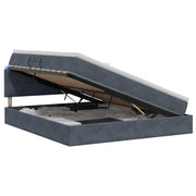 Opslagbed 160x200 cm donkergrijs met LED en matras