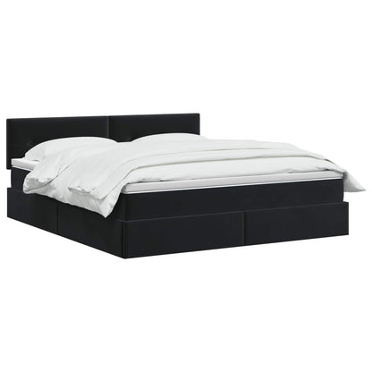 LED Opslagbed met Matras Zwart 160 x 200 cm Fluweel