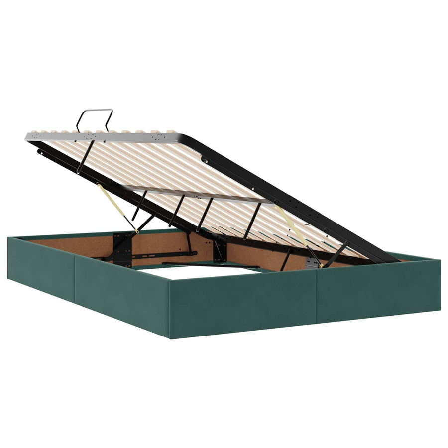 LED Opslagbed met Matras Donkergroen 160 x 200 cm Fluweel