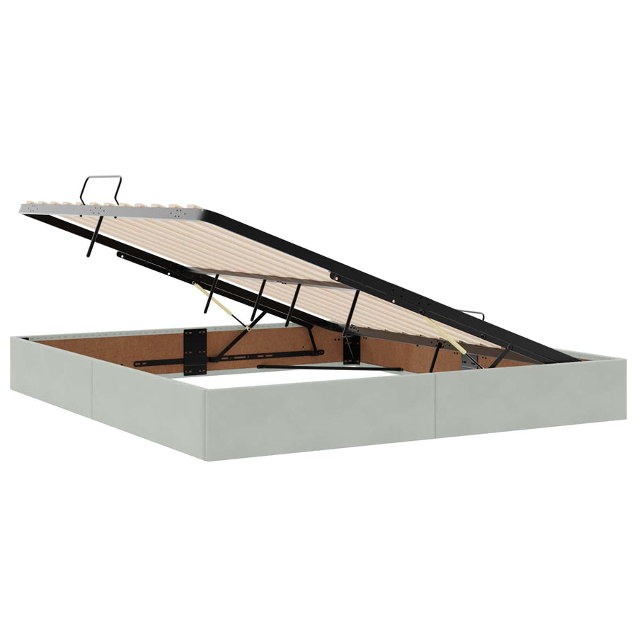 LED Opslagbed met Matras Lichtgrijs 180 x 200 cm Fluweel