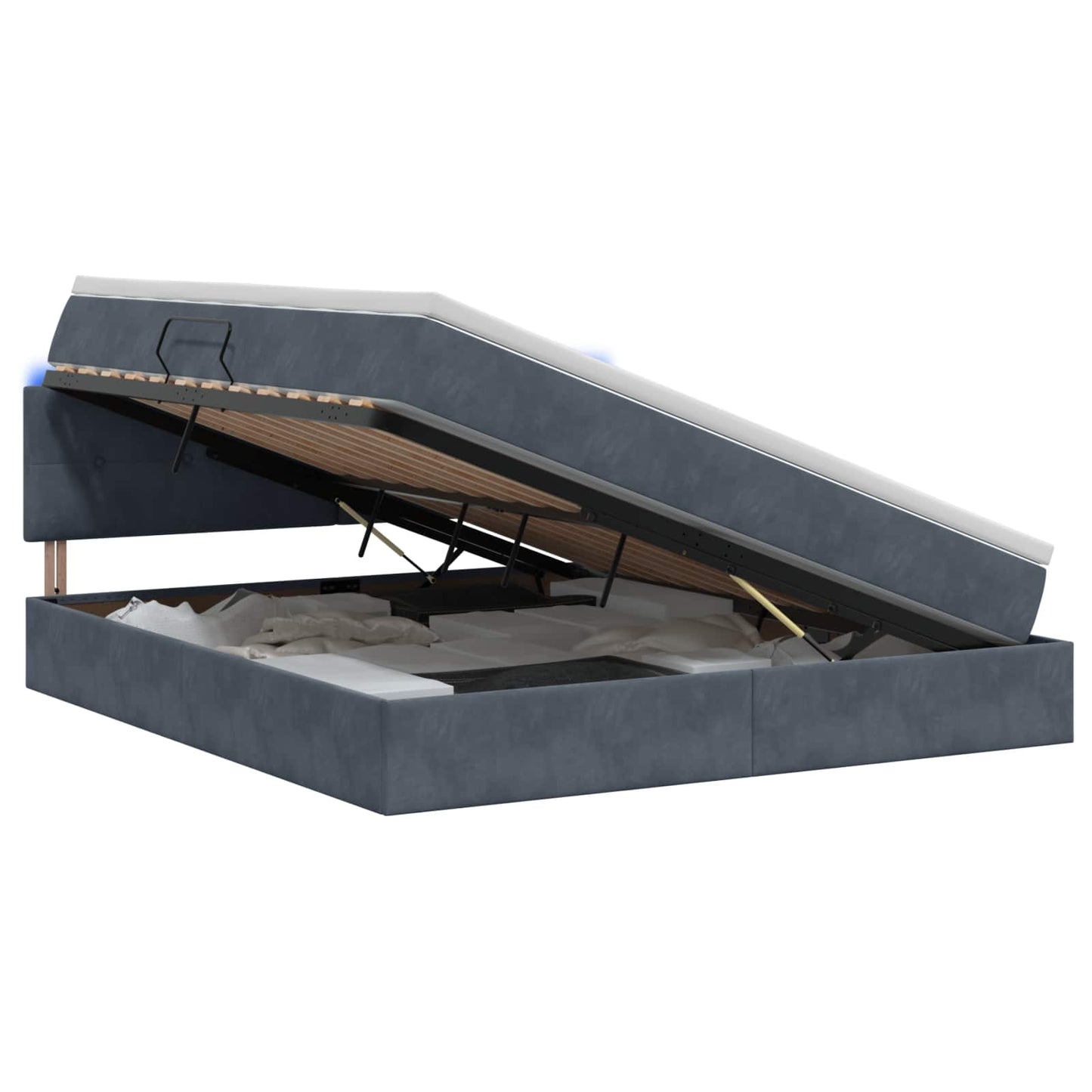 LED Opslagbed met Matras Donkergrijs 180 x 200 cm Fluweel