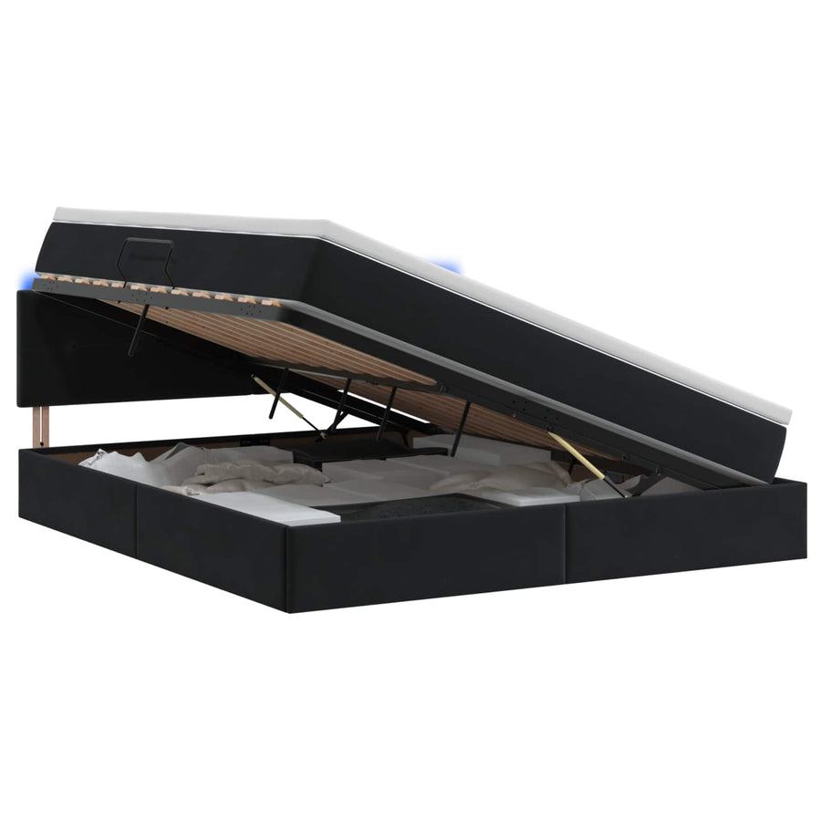 LED Opslagbed met Matras Zwart 180 x 200 cm Fluweel