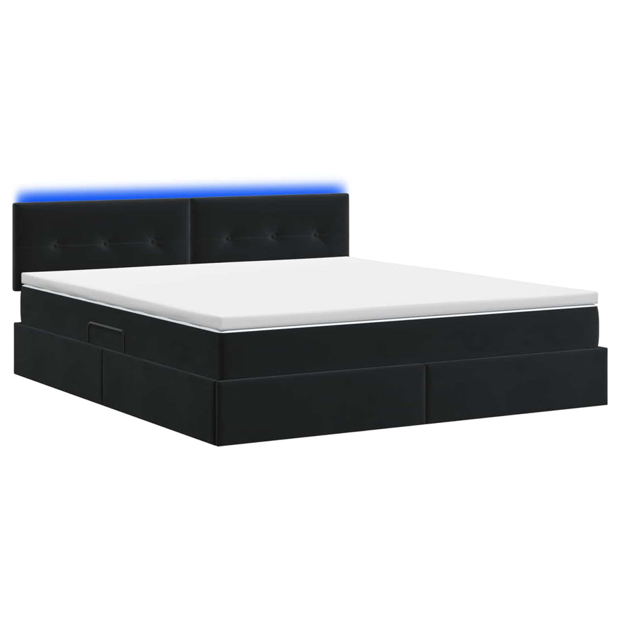 LED Opslagbed met Matras Zwart 180 x 200 cm Fluweel