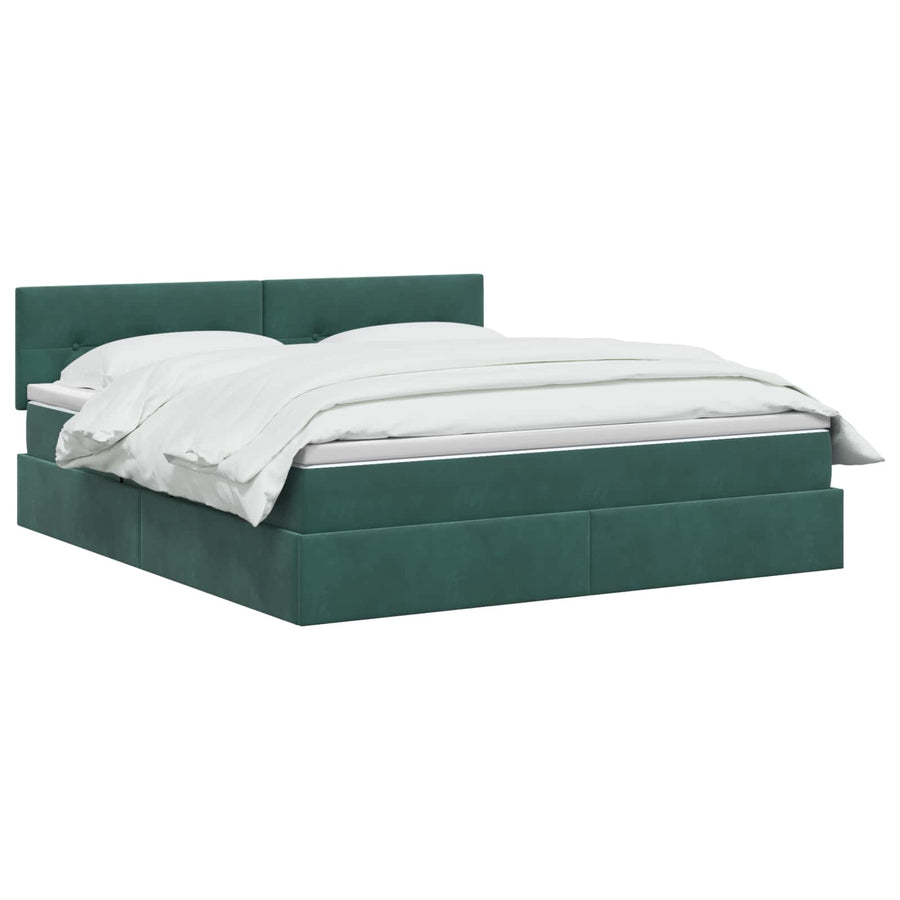 LED Opslagbed met Matras Donkergroen 180 x 200 cm Fluweel