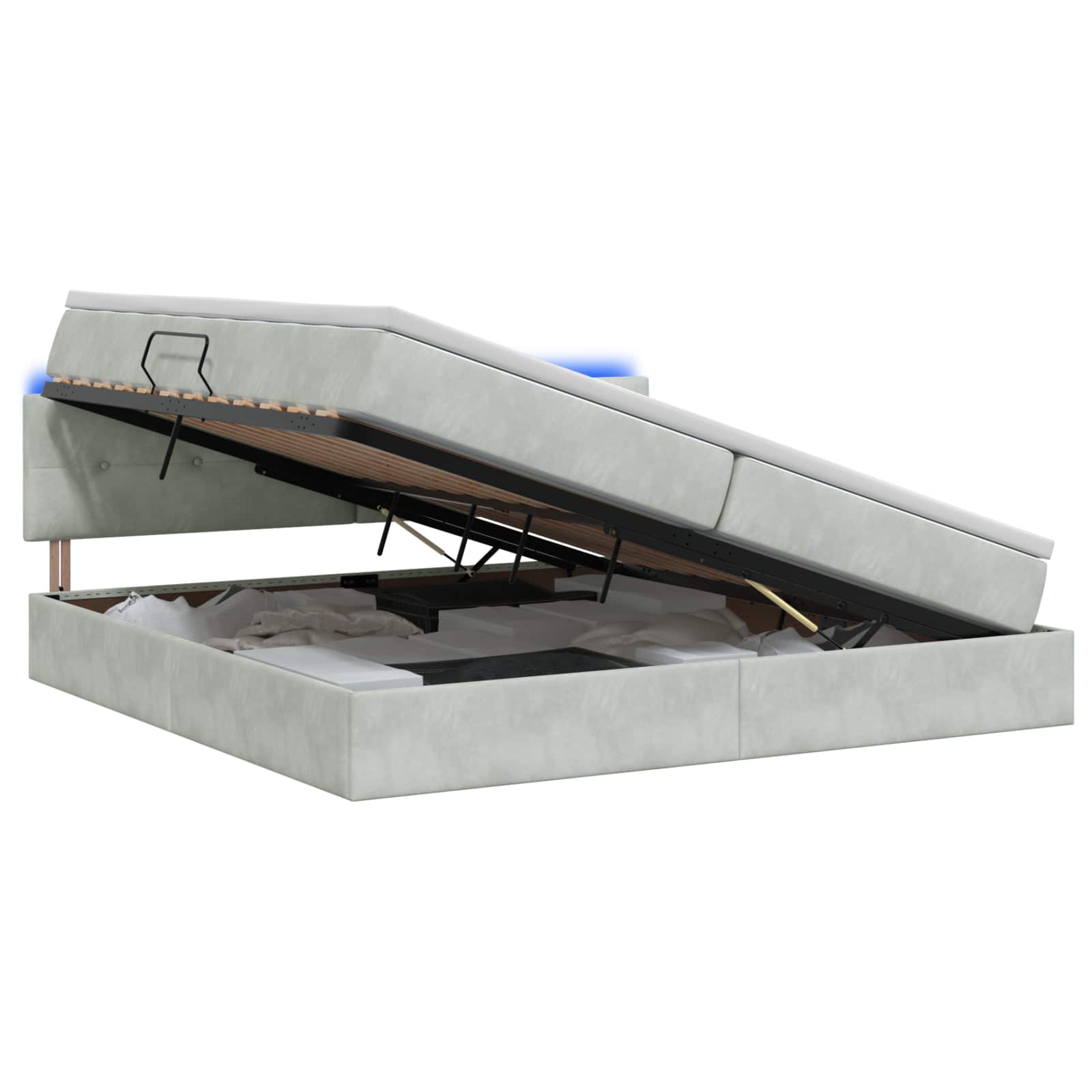 LED Opslagbed met Matras Lichtgrijs 200 x 200 cm Fluweel
