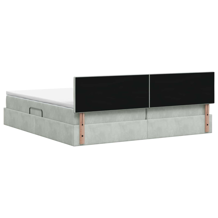 LED Opslagbed met Matras Lichtgrijs 200 x 200 cm Fluweel