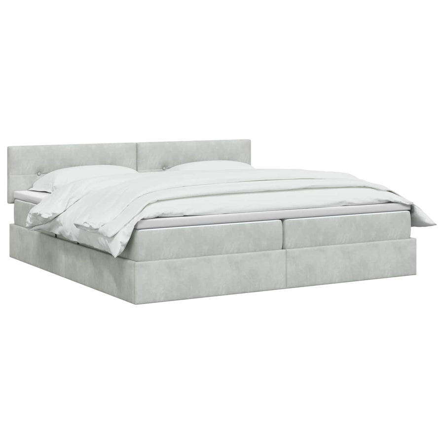 LED Opslagbed met Matras Lichtgrijs 200 x 200 cm Fluweel
