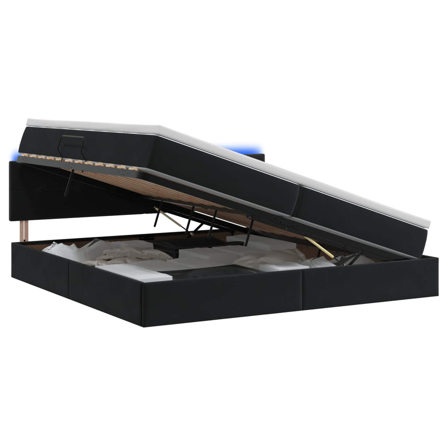 LED Opslagbed met Matras Zwart 200 x 200 cm Fluweel