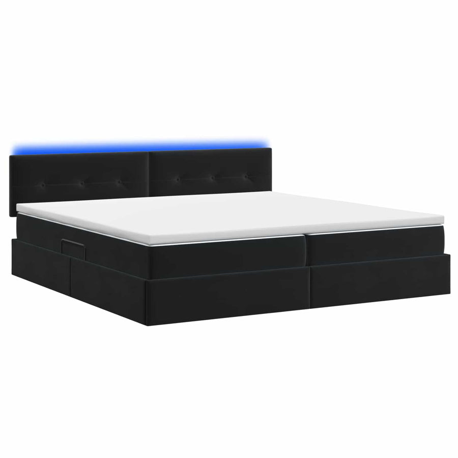 LED Opslagbed met Matras Zwart 200 x 200 cm Fluweel