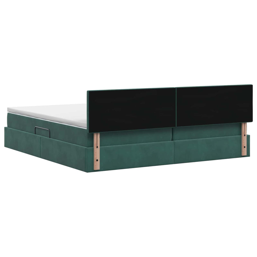 LED Opslagbed met Matras Donkergroen 200 x 200 cm Fluweel