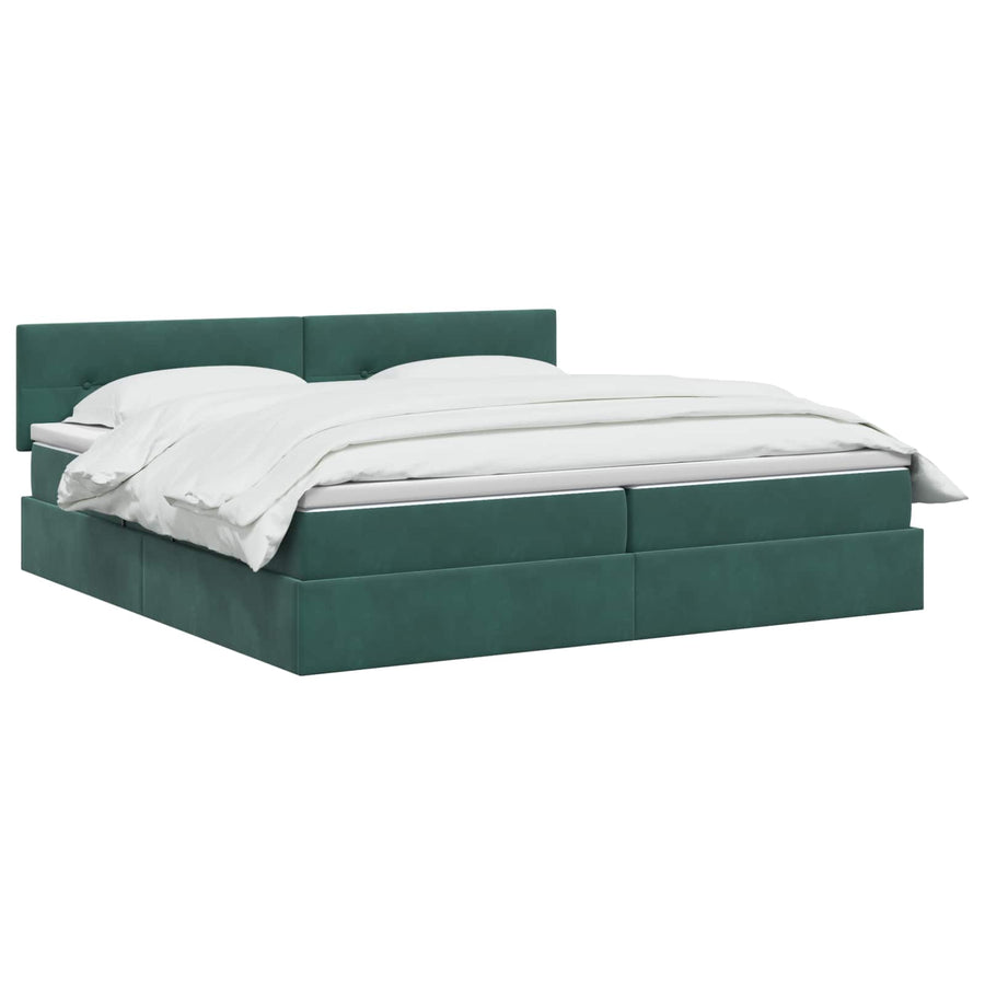 LED Opslagbed met Matras Donkergroen 200 x 200 cm Fluweel