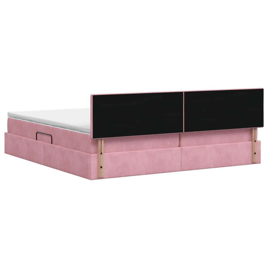LED Opslagbed met Matras Roze 200 x 200 cm Fluweel