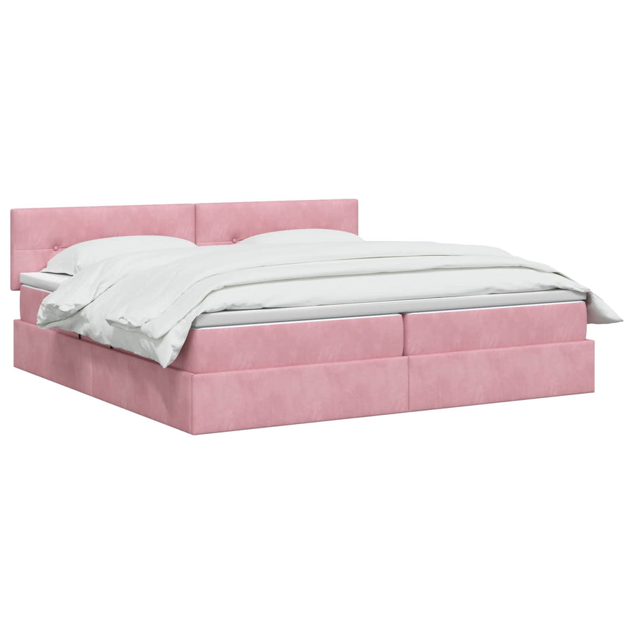 LED Opslagbed met Matras Roze 200 x 200 cm Fluweel