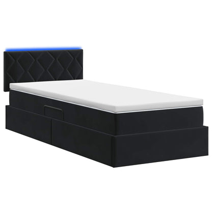 LED Opslagbed met Matras Zwart 90 x 190 cm Fluweel