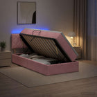 Opbergbed 100x200 cm roze fluweel met LED