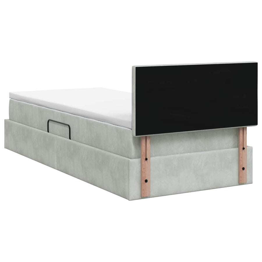 LED Opslagbed met Matras Lichtgrijs 90 x 200 cm Fluweel