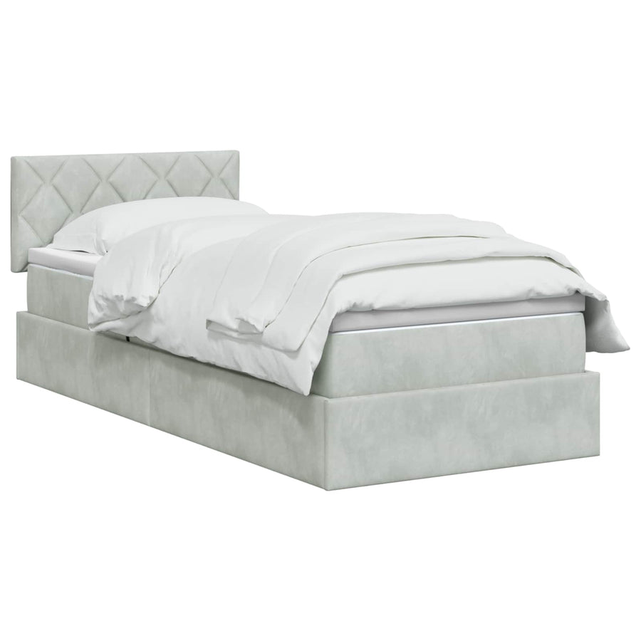 LED Opslagbed met Matras Lichtgrijs 90 x 200 cm Fluweel