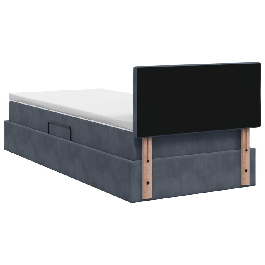 LED Opslagbed met Matras Donkergrijs 90 x 200 cm Fluweel