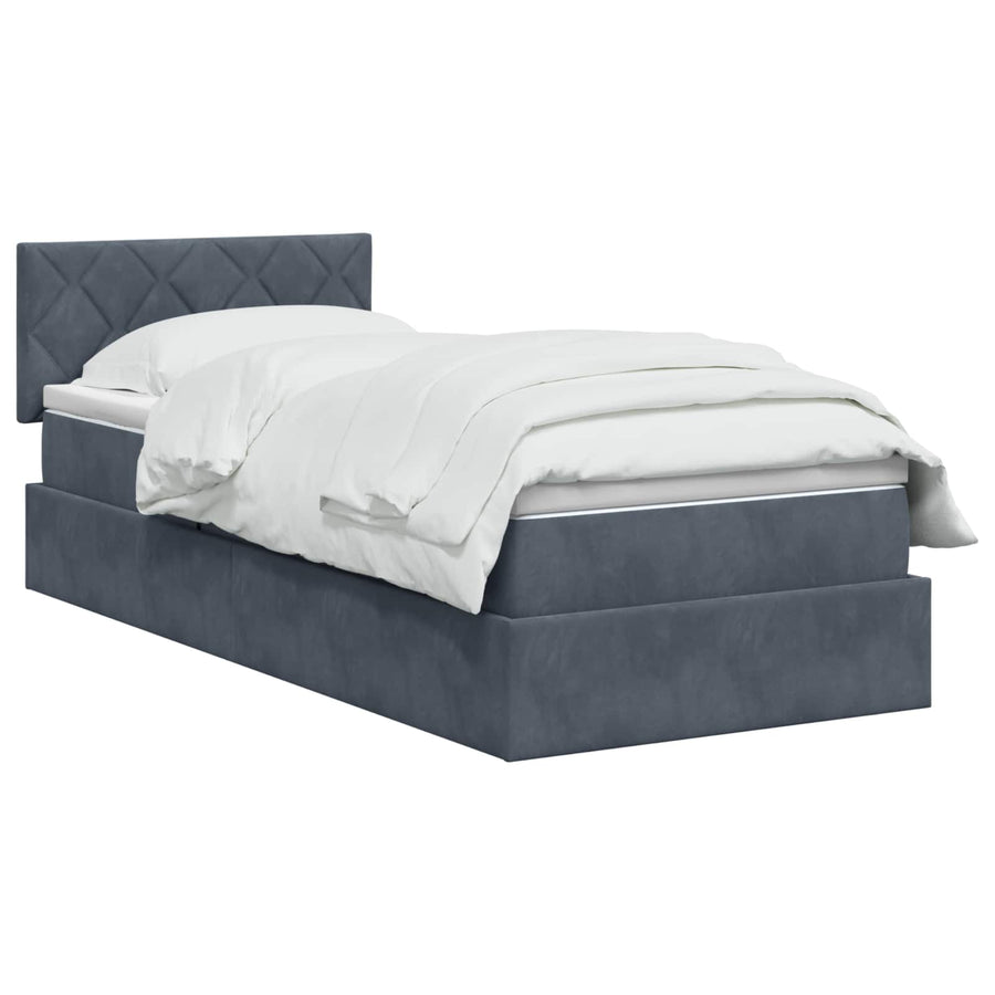 LED Opslagbed met Matras Donkergrijs 90 x 200 cm Fluweel
