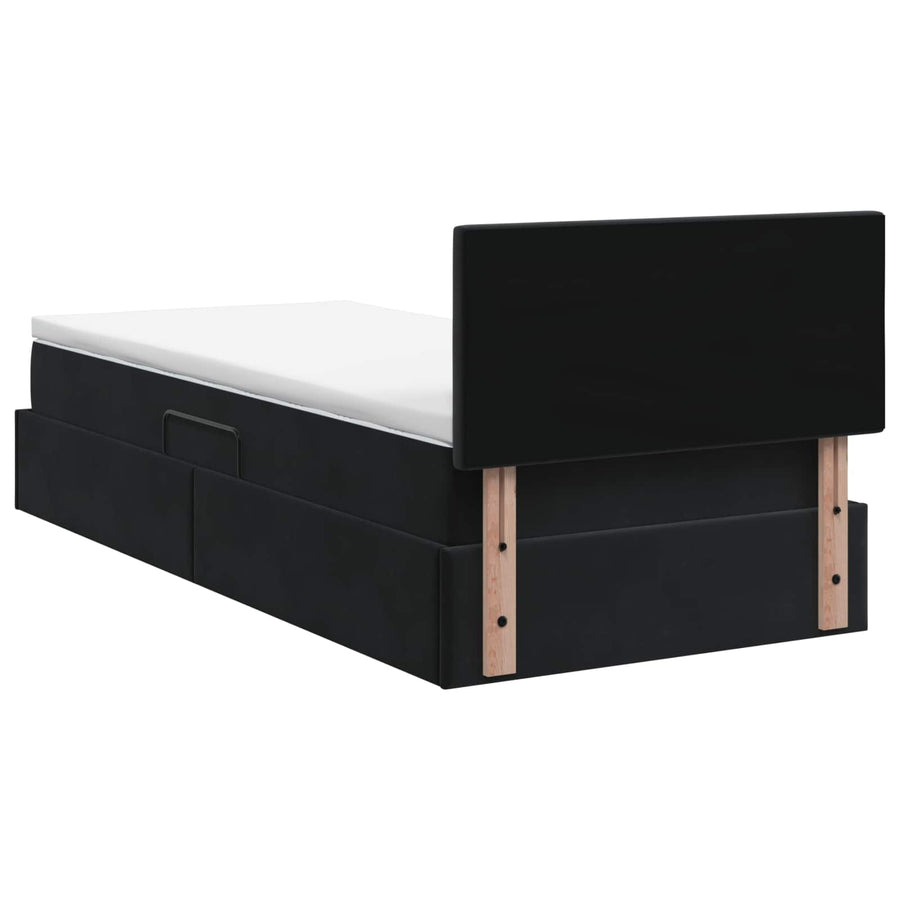 LED Opslagbed met Matras Zwart 90 x 200 cm Fluweel